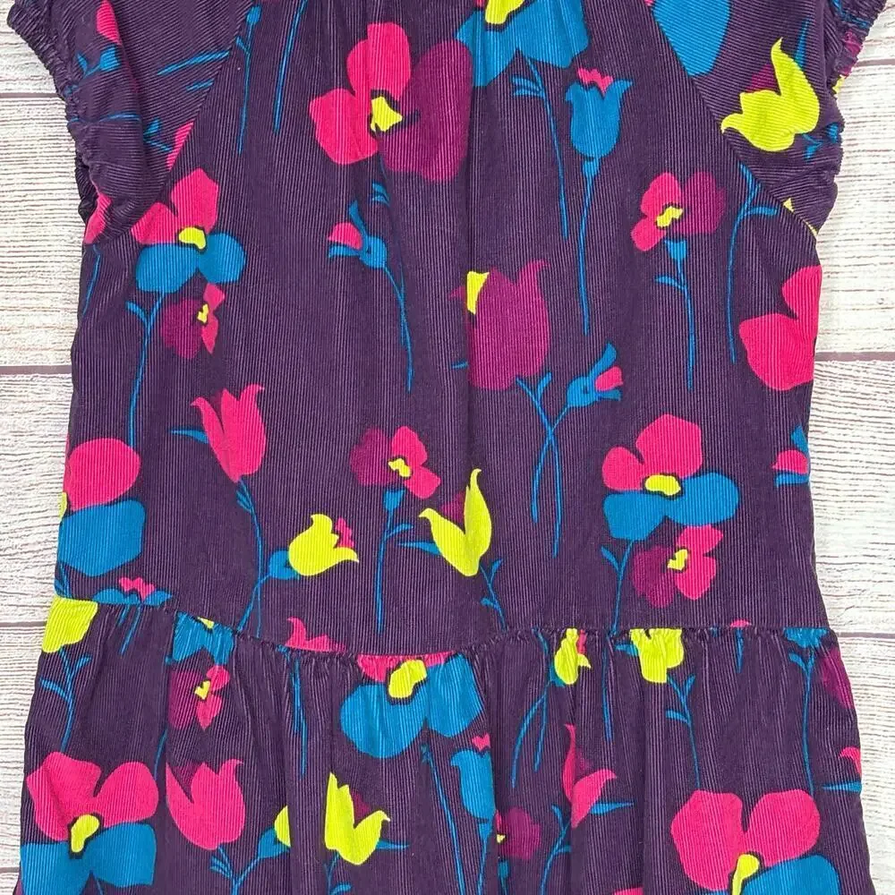 Tea Collection Floral Corduroy Girls Cute Purple Fall Cotton Twirl Dress Size 6